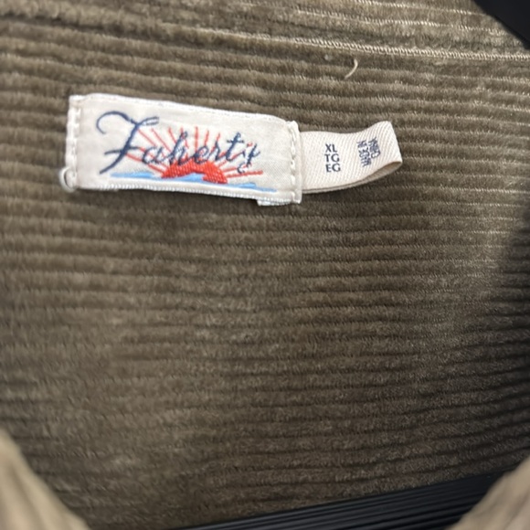 FAHERTY Olive Green cropped corduroy button down overshirt size XL - Picture 4 of 9